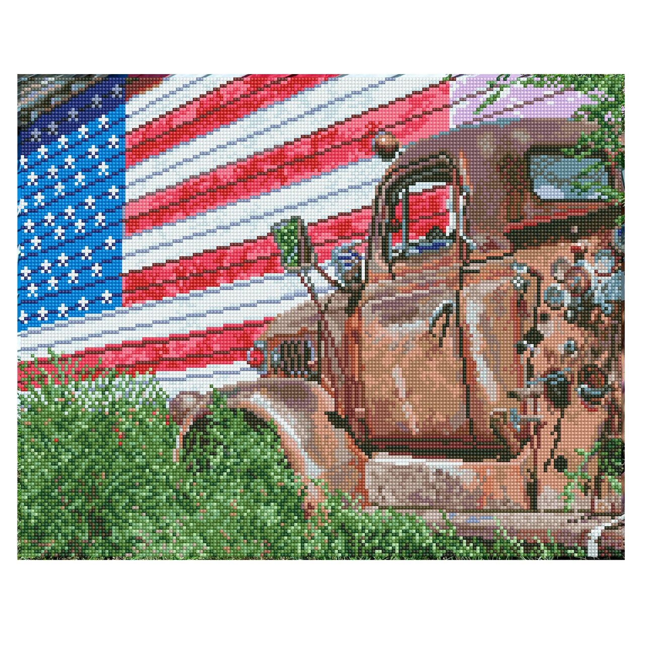 Diamond Art By Leisure Arts Patriotic Truck, 20"X16", Advanced Diamond Painting Kits For Adults - Diamond Art Kits a Relaxing Creative Craft Kit with Gems